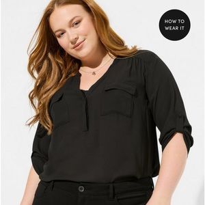 Torrid Harper Georgette Pullover 3/4 Sleeve Blouse size 1